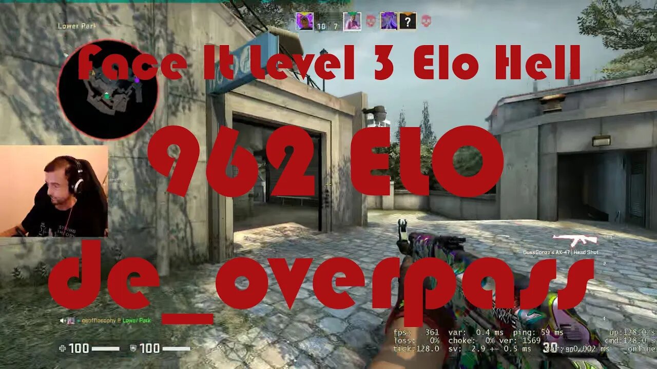 Face It Level 3 Elo Hell - Road to Level 4 - de_overpass - 962 ELO