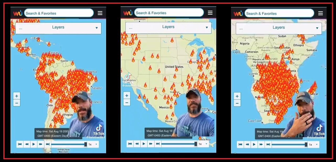 Weather Underground shows massive amounts of global wildfires burning