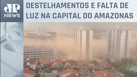 Ventania e tempestade de areia causam danos em Manaus