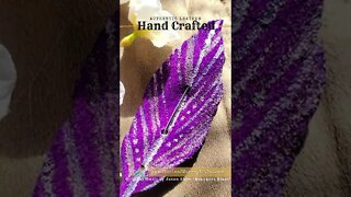 PURPLE SUEDE, 4 inch, leather feather scarf pin