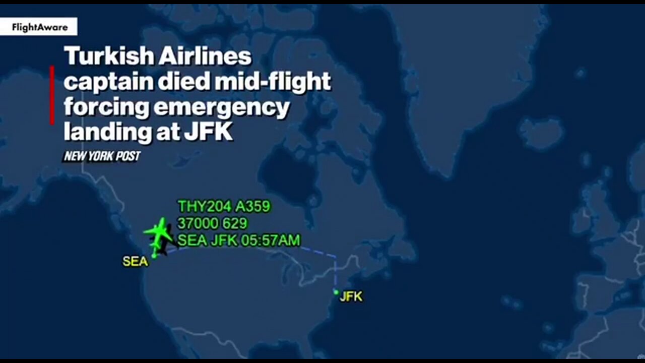 A Turkish Airlines flight made an emergency landing at JFK after the 59 year old captain collapsed