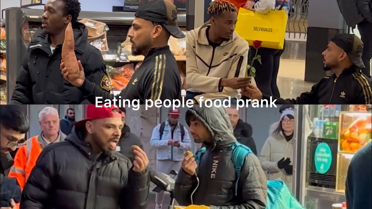 Eating people food prank | holding phone prank | taking people shopping prank2024