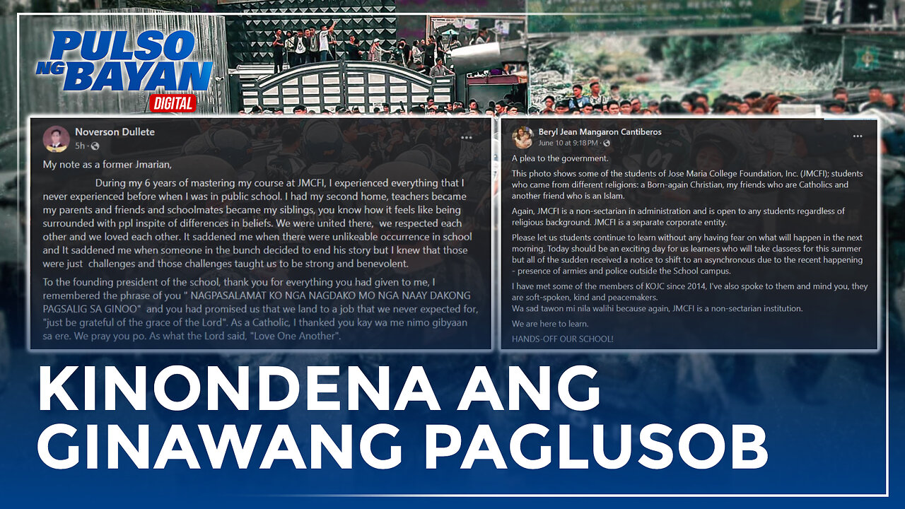 JMCFI, kinondena ang ginawang paglusob ng mga pulis sa kanilang institusyon