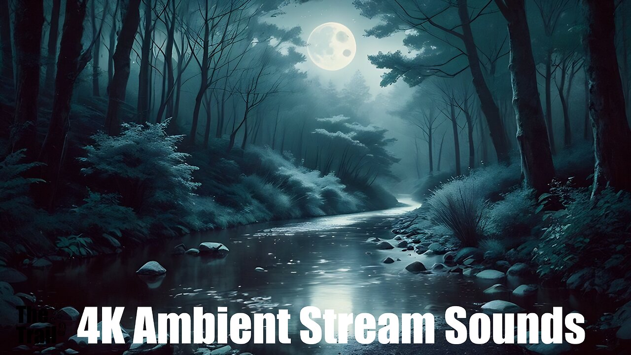 Ambient Stream Sounds - Moonlight Forest | (AI) Audio Reactive Cinematic | Tranquil Stream