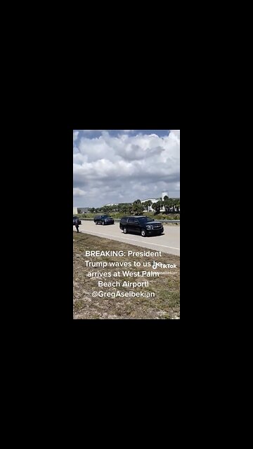 TRUMP❤️🥇ON HIS WAY TO WEST PALM BEACH AIRPORT💙🇺🇸🛫🚓🛻🚙⭐️