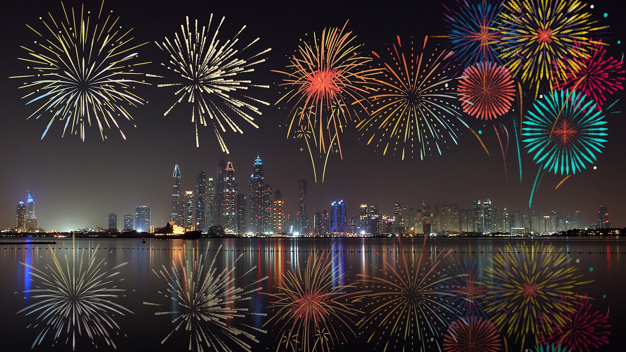 Happy New Year fireworks celebrating 2023 from Dubai