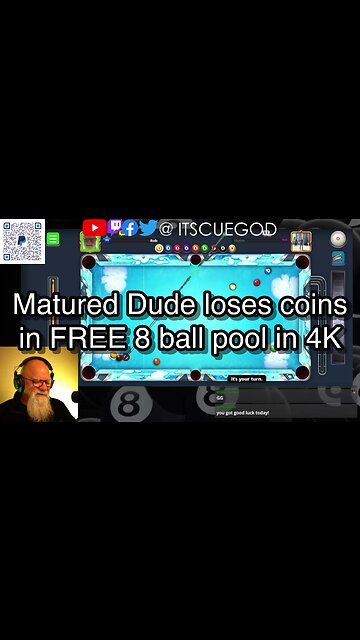 Matured Dude loses coins in FREE 8 ball pool in 4K 🎱🎱🎱 8 Ball Pool 🎱🎱🎱