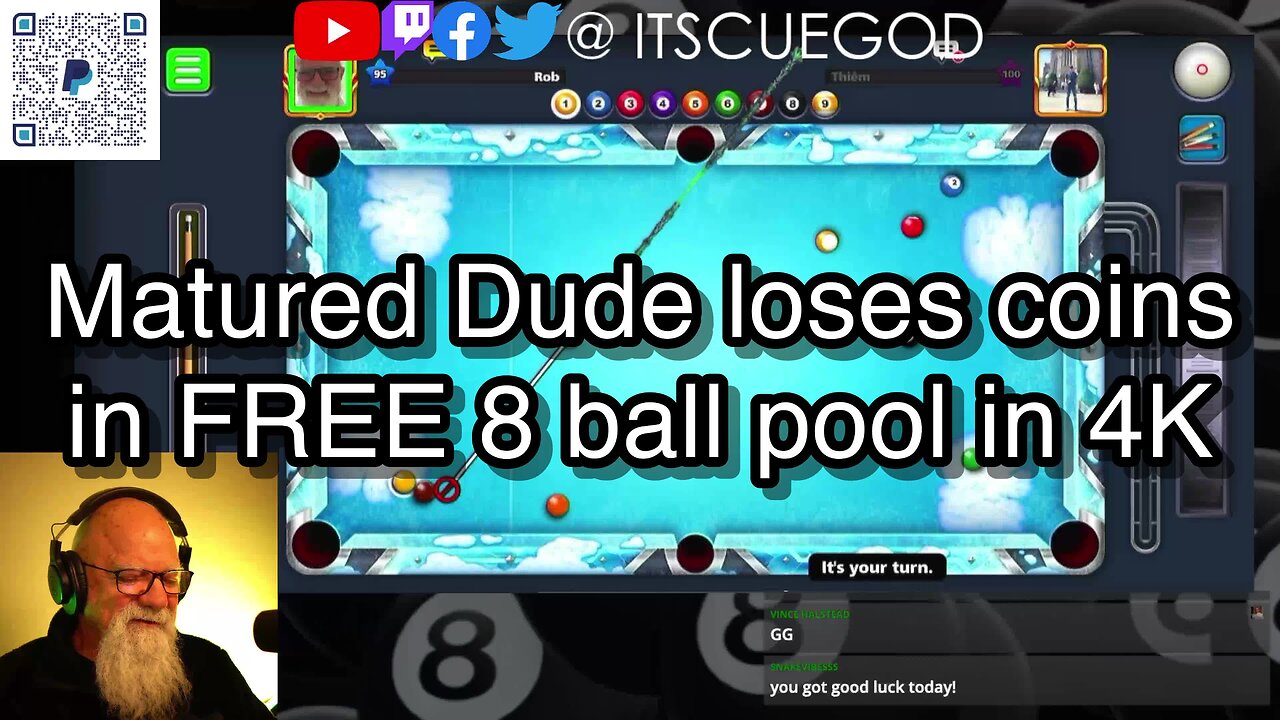 Matured Dude loses coins in FREE 8 ball pool in 4K 🎱🎱🎱 8 Ball Pool 🎱🎱🎱