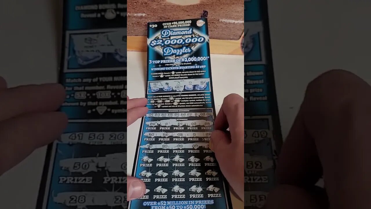 Winning $30 Scratch Off Ticket! Diamond Dazzler Lottery!