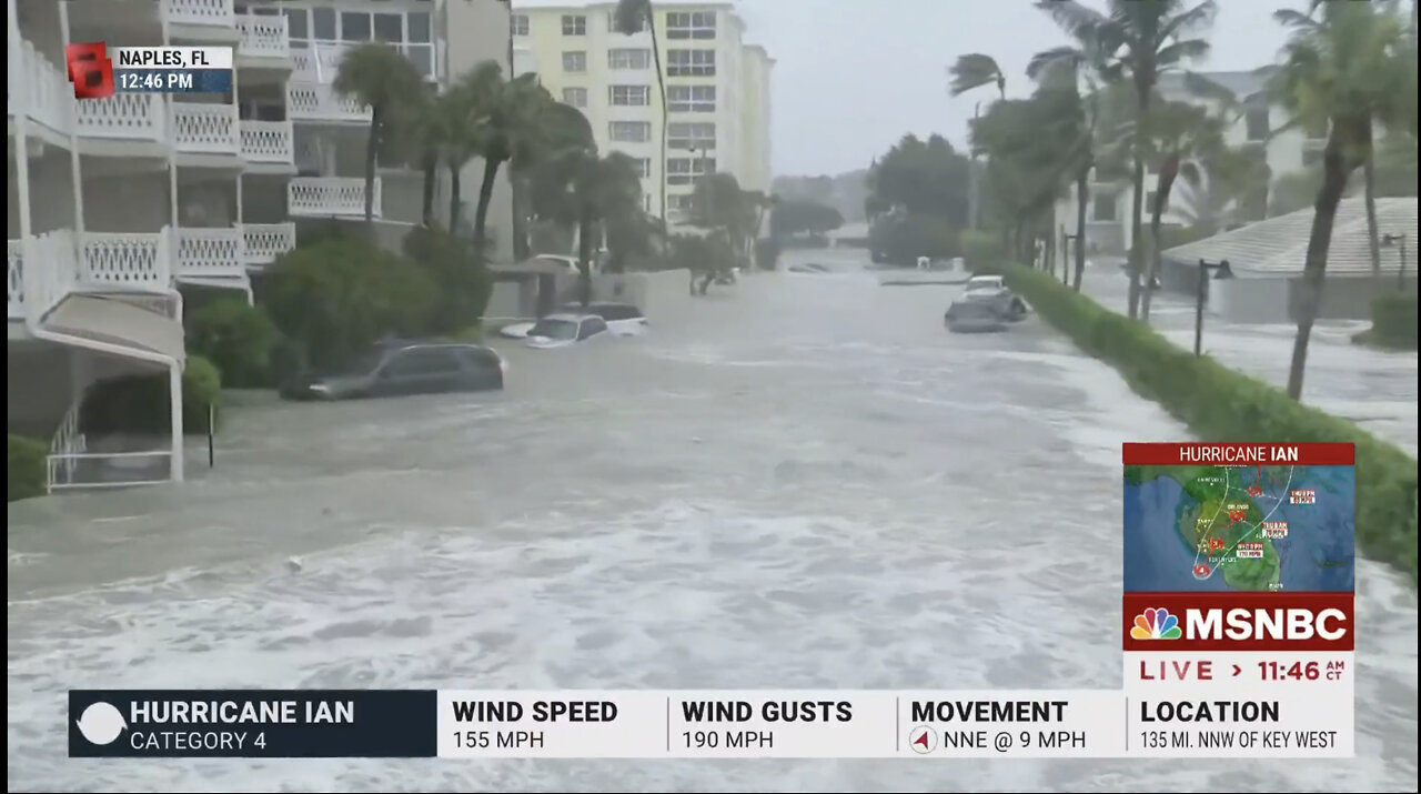 ‘There's no beach left’: Naples hit by major storm surge as Hurricane Ian bears down