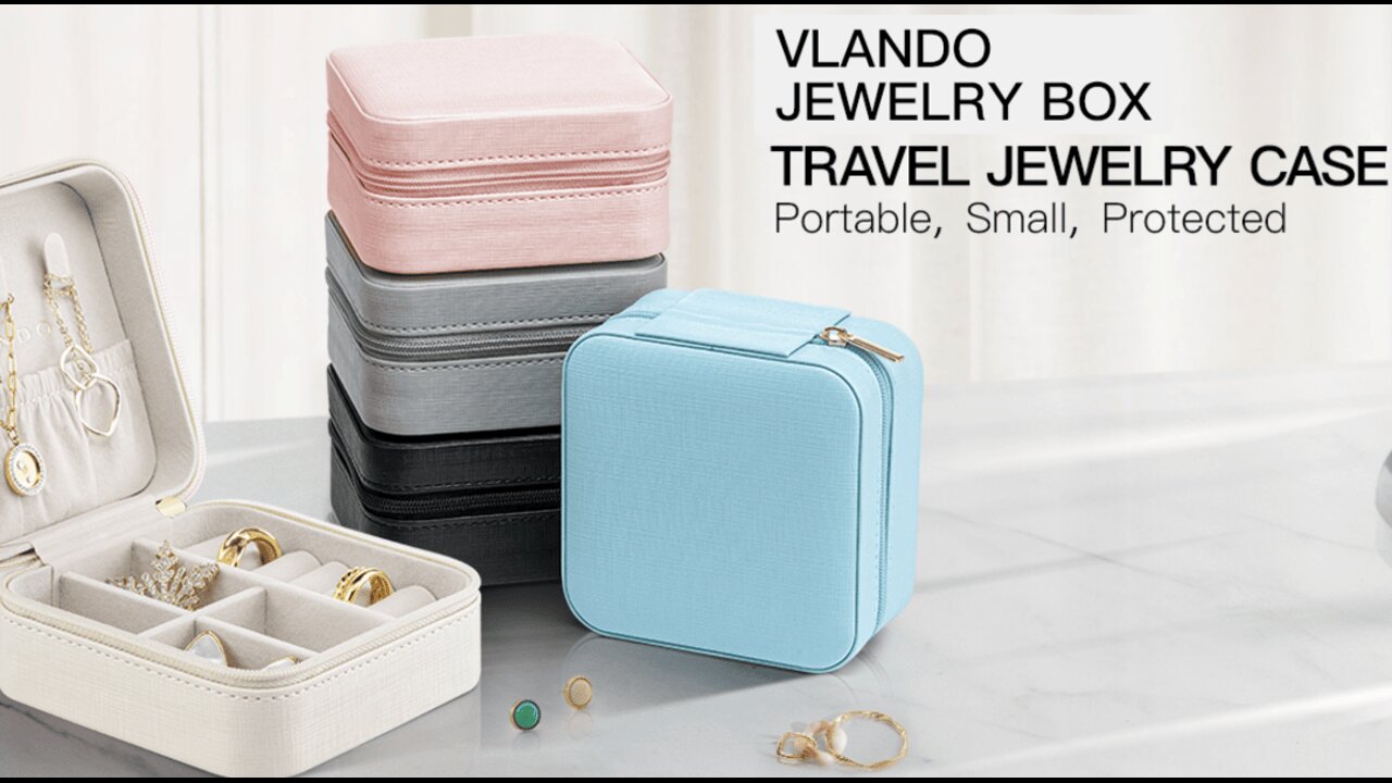 Vlando Travel Jewelry Box, Small Jewelry Travel Organizer Case Travel Essentials