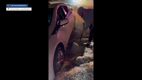 Digging out of the Summer hail in Estes Park