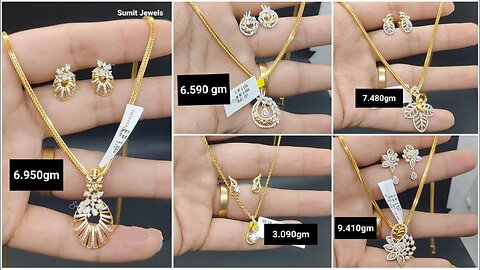 Light weight Gold Chain Pandant Earrings Designs with Weight
