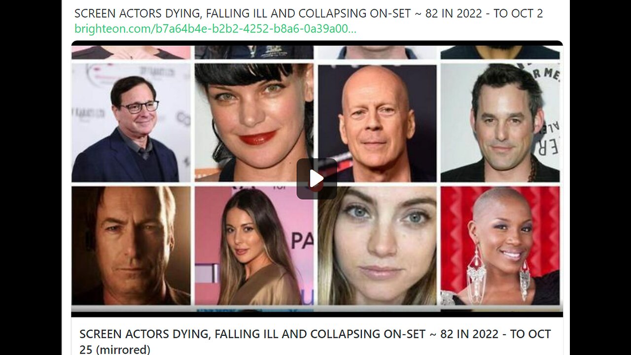 SourceScreen Actors Dying, Falling ill and Collapsing On-Set (82 in 2022 to Oct 25