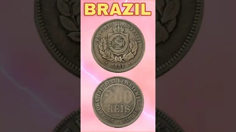 Brazil 200 Reis 1886.#shorts #education #coinnotesz