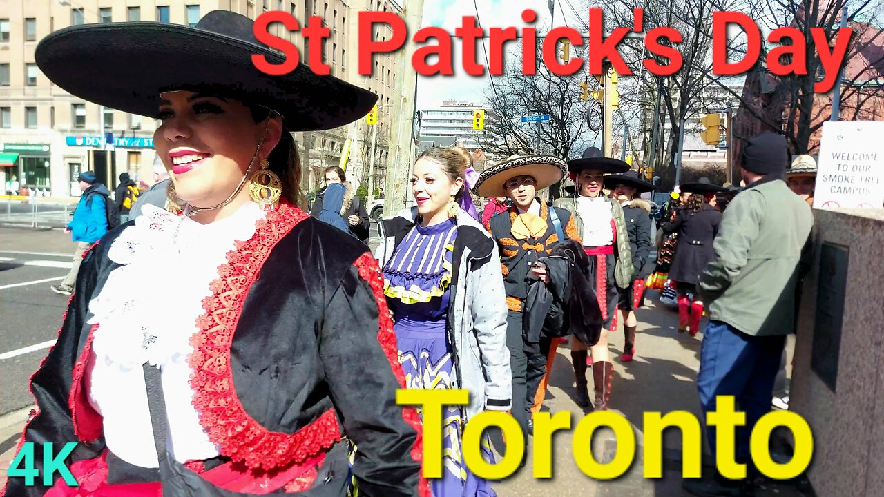 【4K】St Patrick's Day before Parade Downtown Toronto Canada 🇨🇦