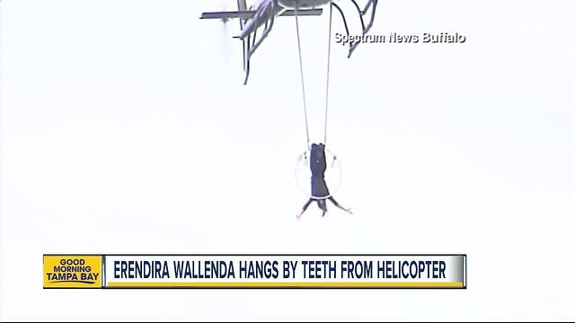 Wife of daredevil Nik Wallenda to dangle by her teeth and feet over Niagara Falls