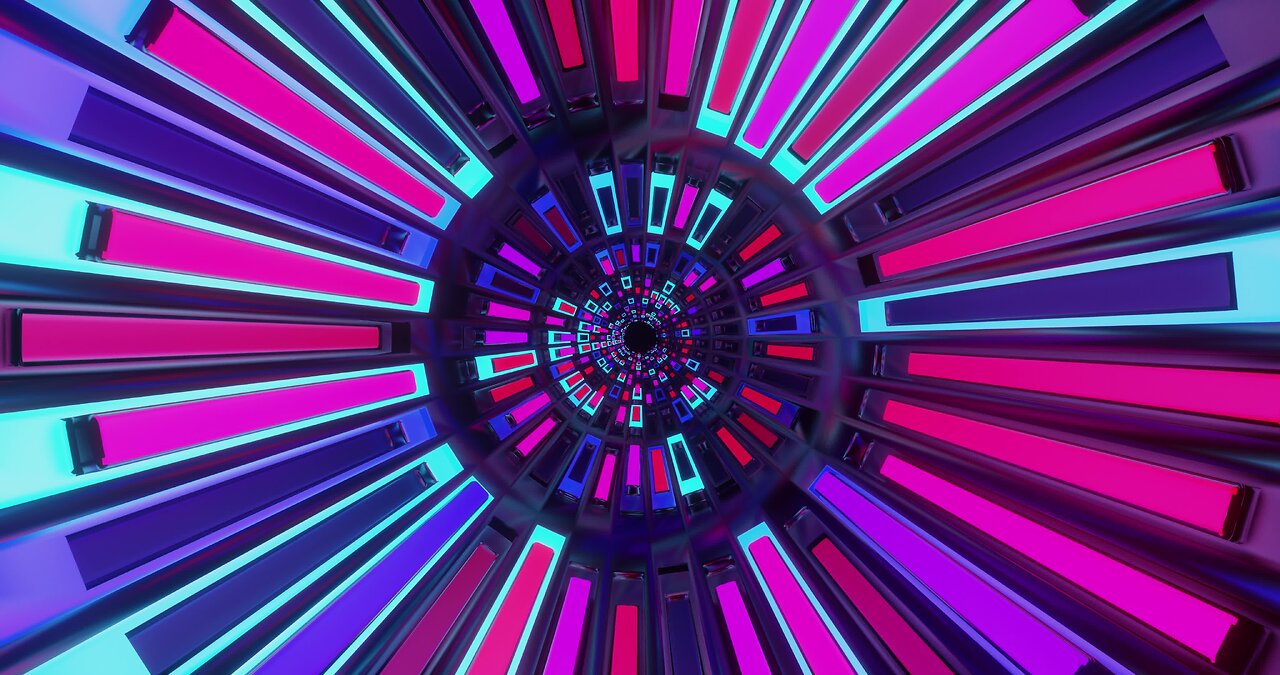 👍 vj loop background 3d [extruding colorful neon tunnel screensaver 4k free]