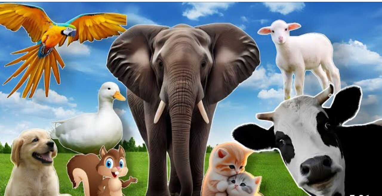 Learn about adorable animal cat, dog, dug, otter,cow animal sound