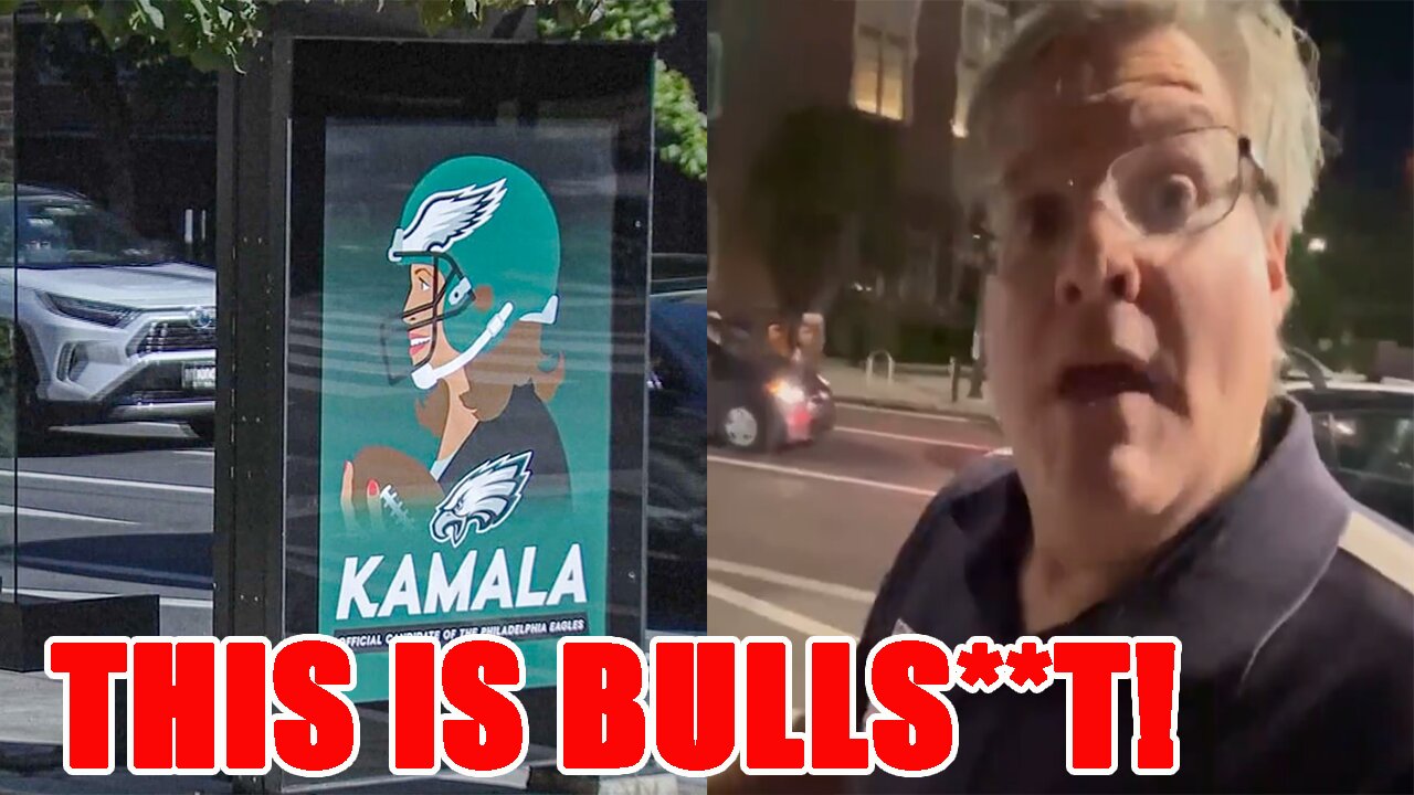 PISSED OFF Eagles fan COVERS UP FAKE Philadelphia Eagles ENDORSING Kamala Harris ads!