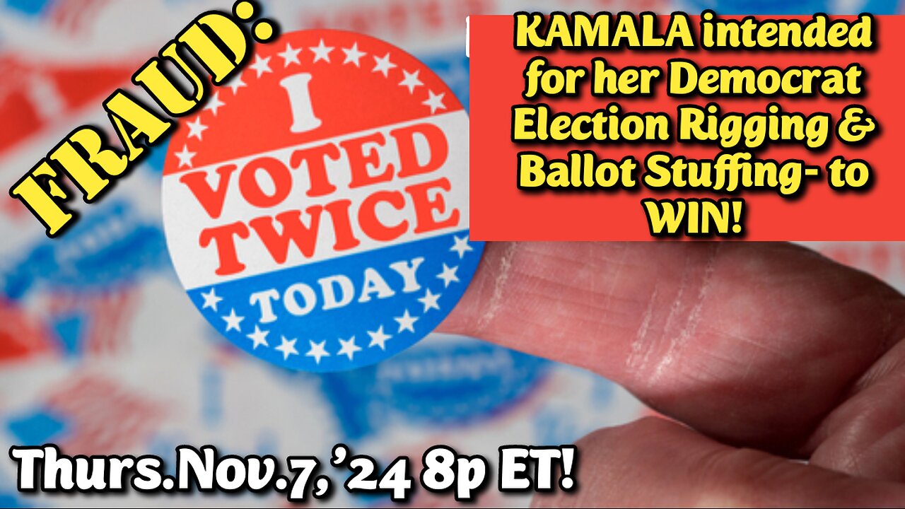 WATCH ON DEMAND! Nov.7,'24: Democrat Election Fraud FAIL. The Democrats had high hopes that ballot stuffing locally, vitriolic hate speech against Trump and the GOP, and poll rigging, would yield a victory. Meanwhile, the GOP played it straight.