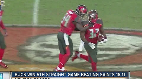 Bucs win 5th straight game beating Saints 16-11