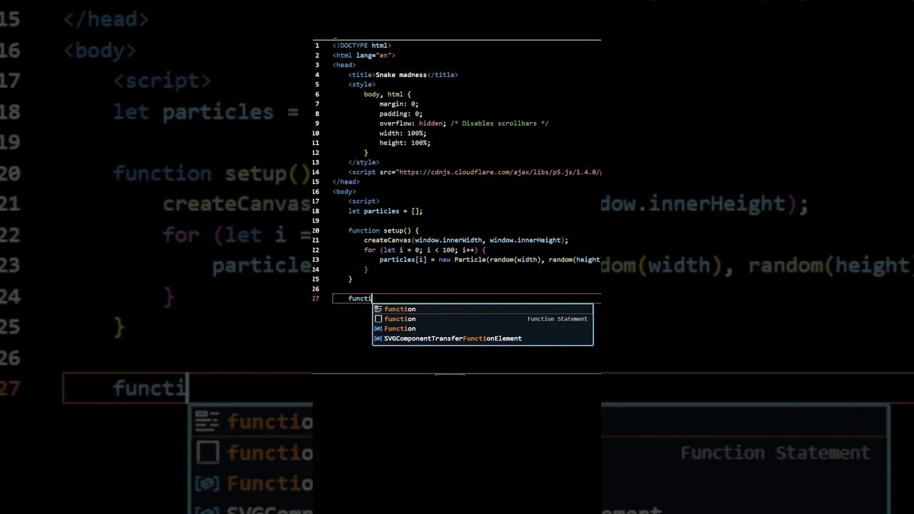 Coding a Snake madness website | HTML, Javascript, P5.js