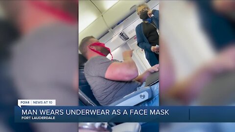 Florida Man challenges mask policy on flight by wearing women's underwear on his face