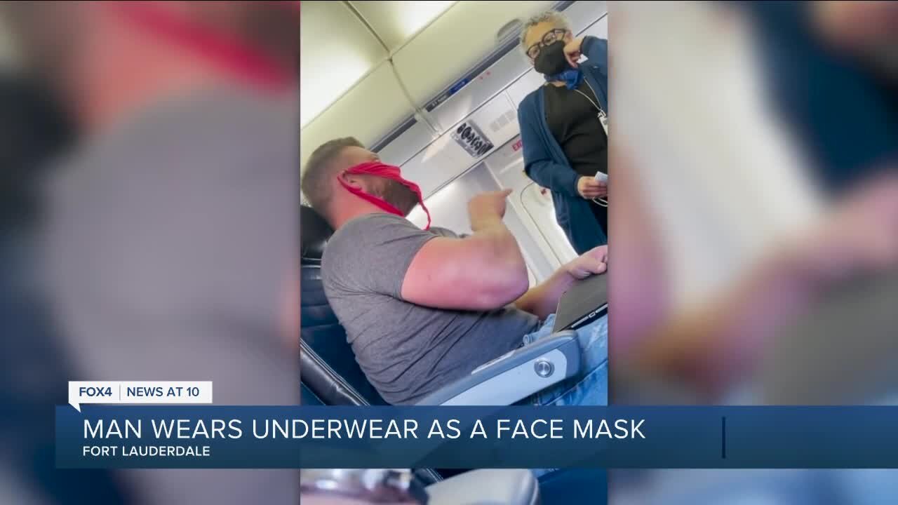 Florida Man challenges mask policy on flight by wearing women's underwear on his face