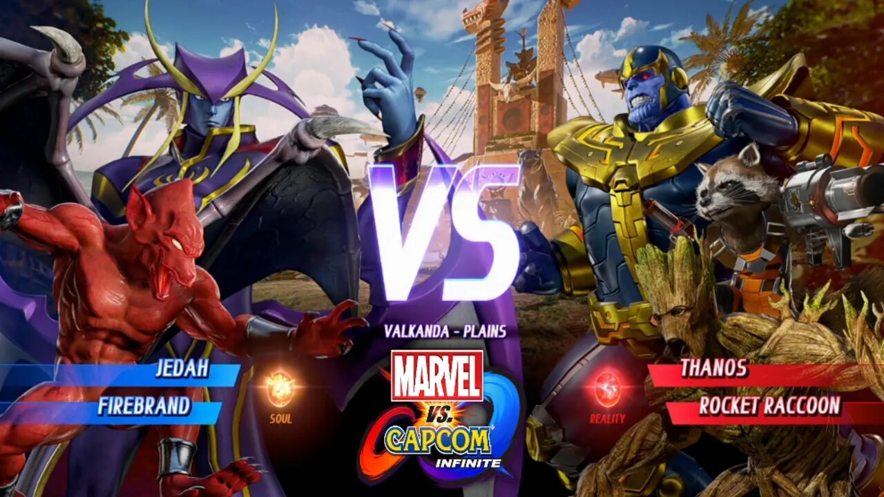Jedah & Firebrand VS Thanos & Rocket Raccoon Marvel vs Capcom Infinite