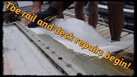 S02E55 toe rail repairs begin #boat #boatrenovation #boatbuilding #boatwright #diy