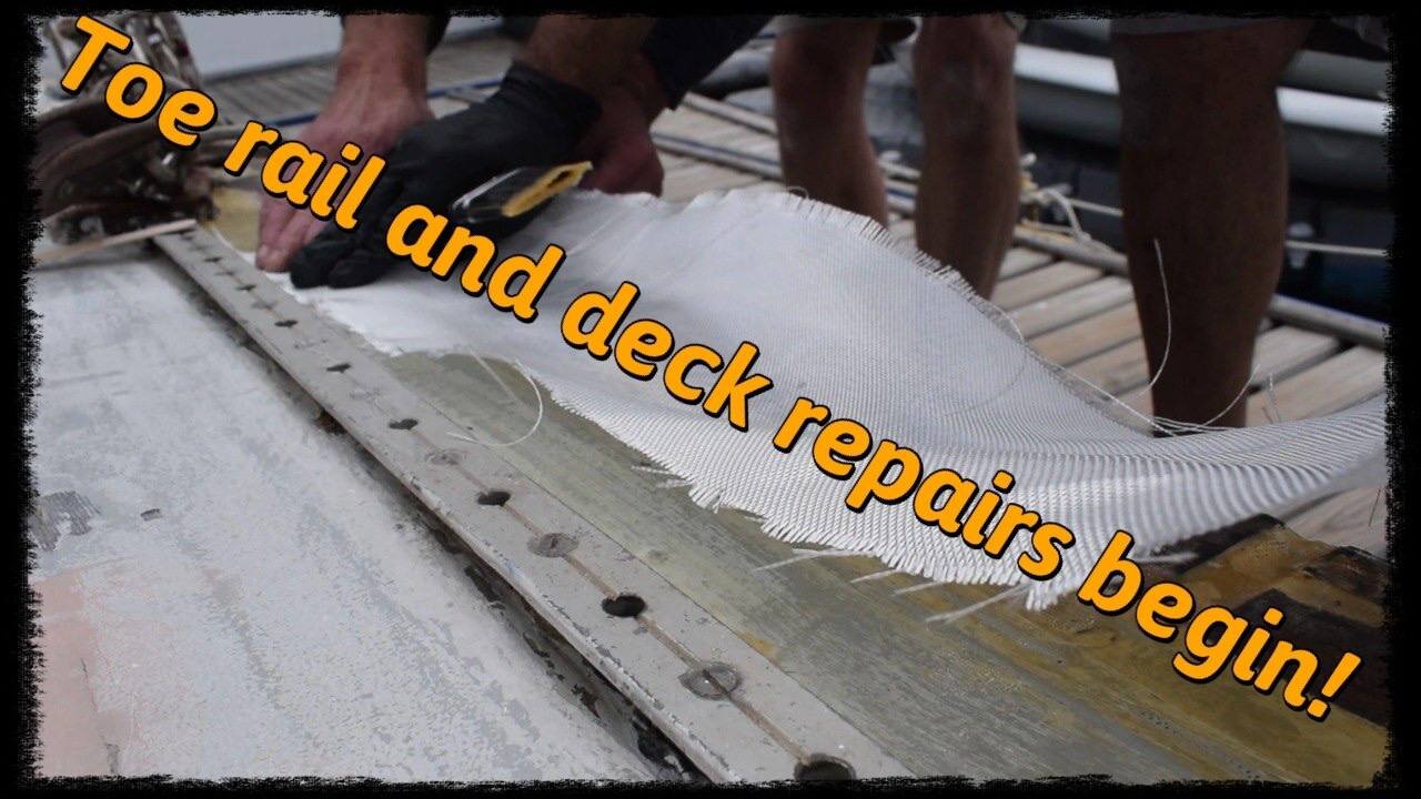 S02E55 toe rail repairs begin #boat #boatrenovation #boatbuilding #boatwright #diy