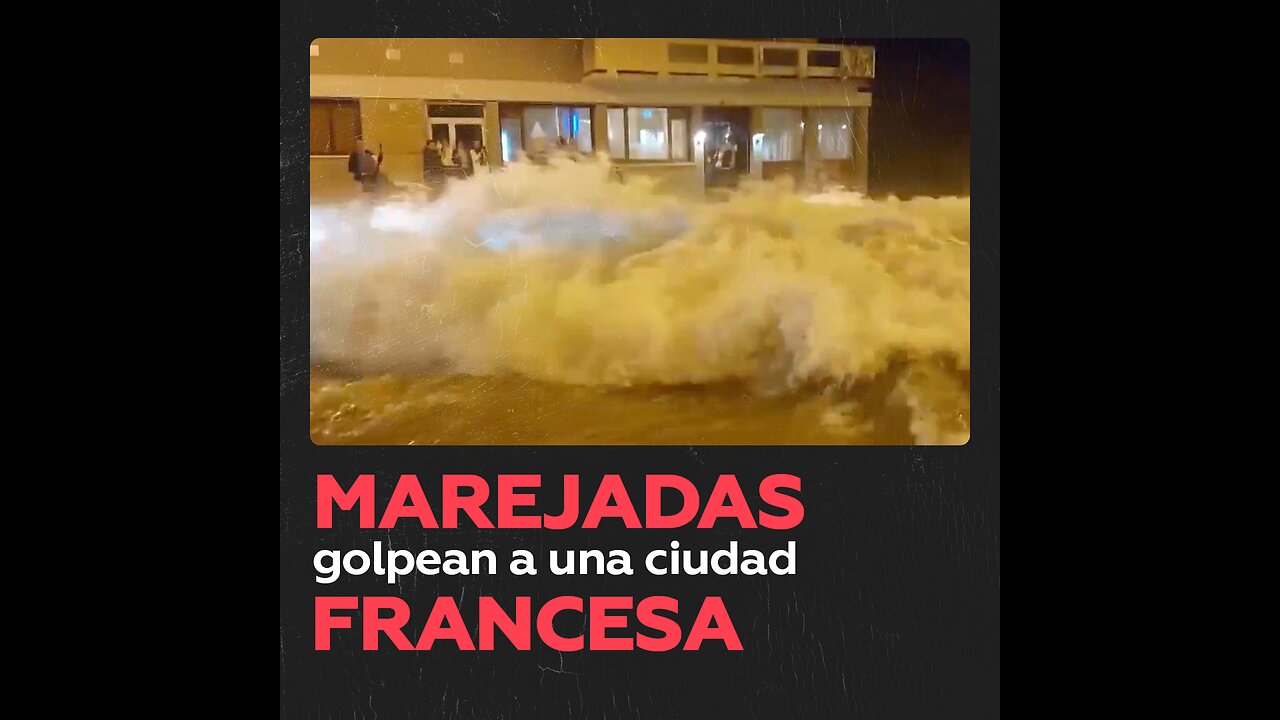 Fuerte marea inunda las calles de Saint-Malo, Francia