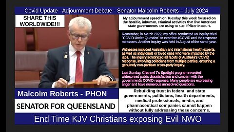 Covid Update - Adjournment Debate - Senator Malcolm Roberts – July 2024