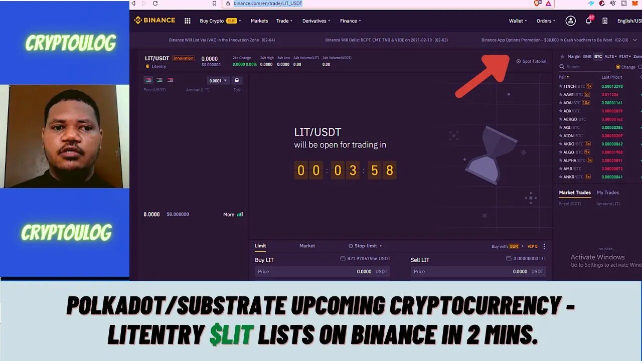 Polkadot/Substrate Upcoming Cryptocurrency - Litentry $LIT Lists On Binance In 10 Mins.