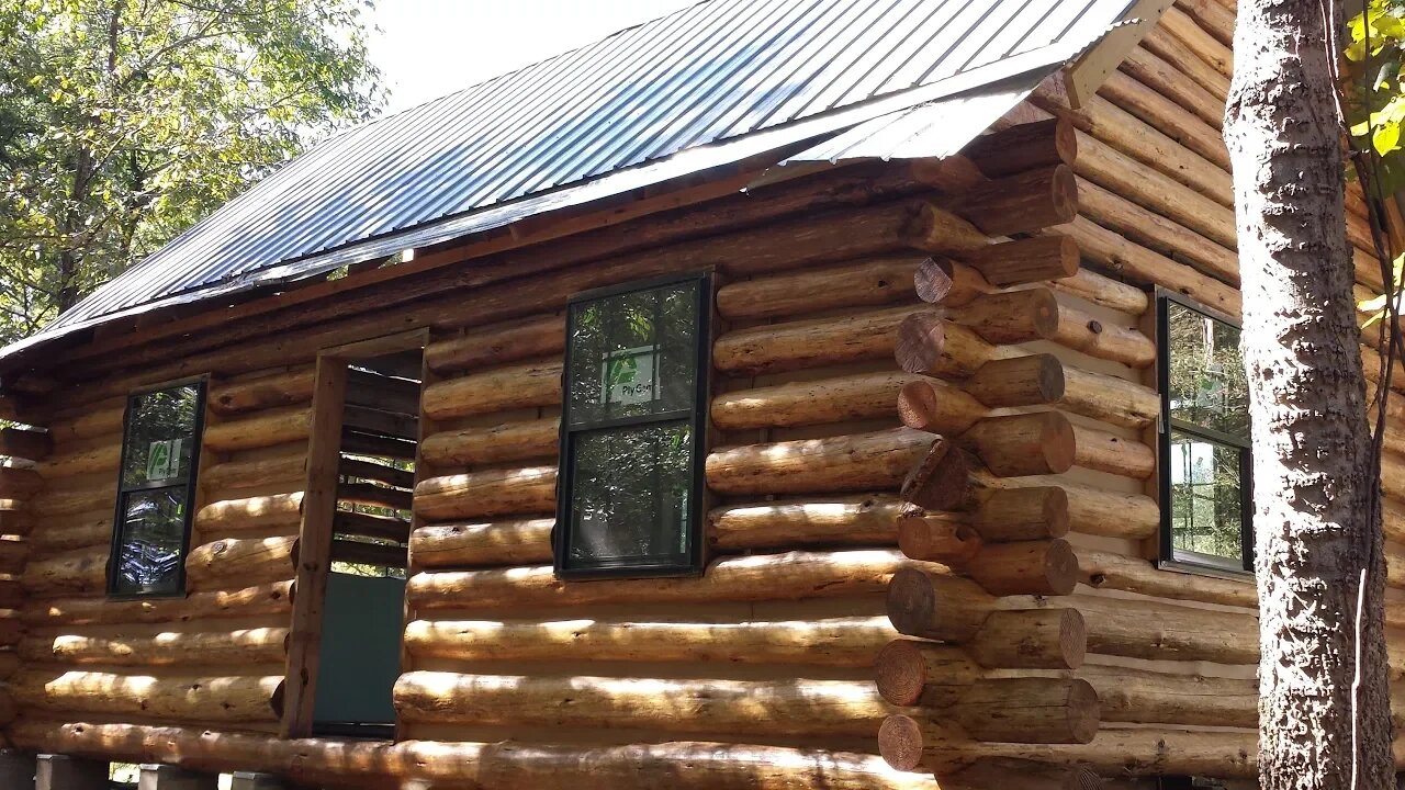 Off Grid Log Cabin Build #22 Windows