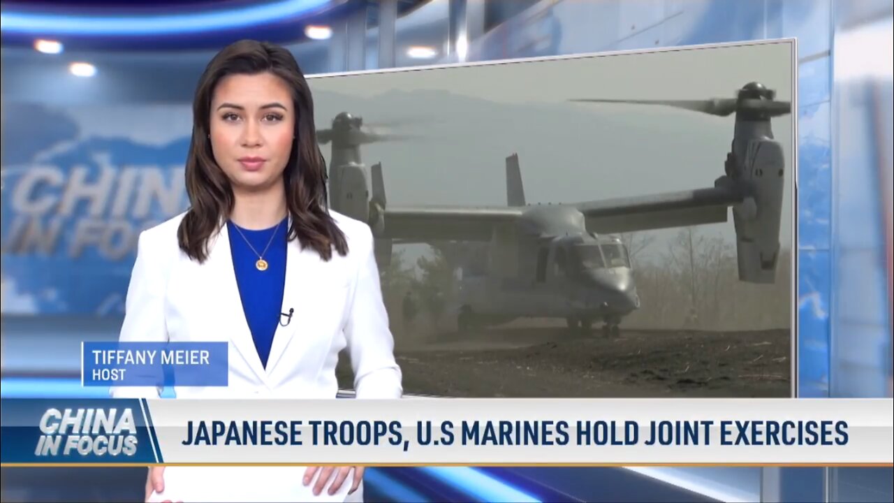 Japanese troop and US marine drill together