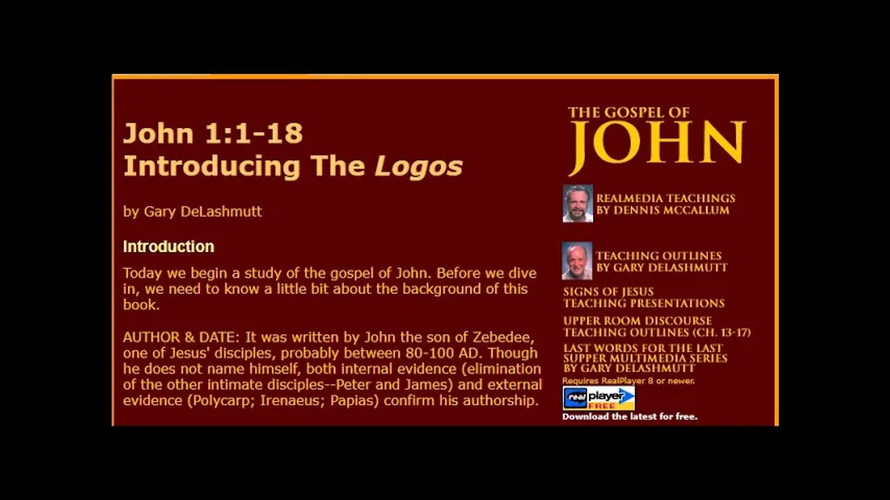 John 1:1-18 - Introducing The Logos - Gary DeLashmutt