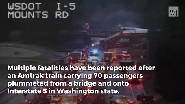 Amtrak Train Derails on Bridge Over Interstate Highway