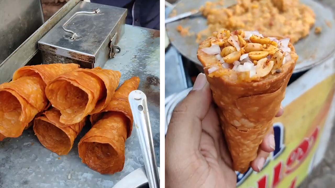 Ever tried Rajkot Bhaji Cone 🤩 Zero Waste Indian Street Food 😱