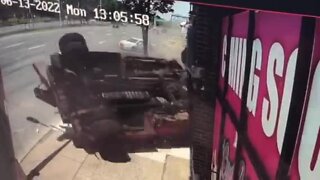 Wild video shows truck plow into building after going wrong way on Woodward