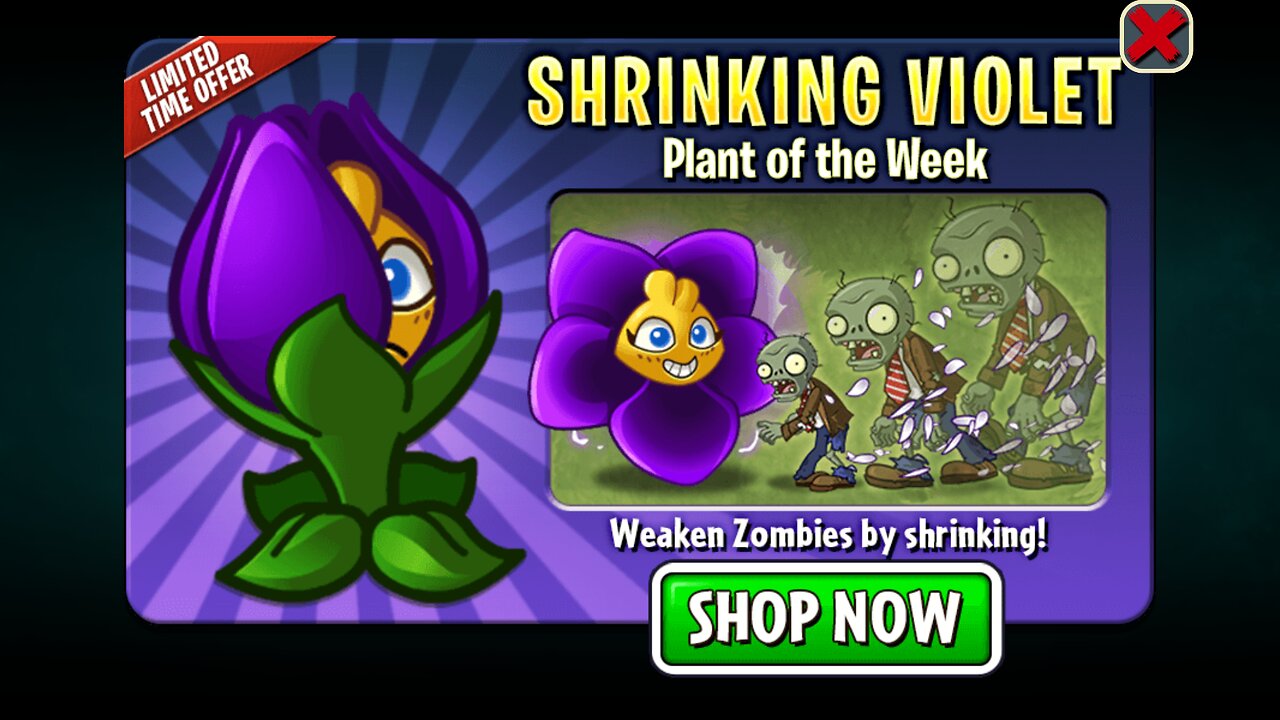 Plants vs Zombies 2 - Penny's Pursuit - Zomboss - GEM Plant - Shrinking Violet - April/May 2023