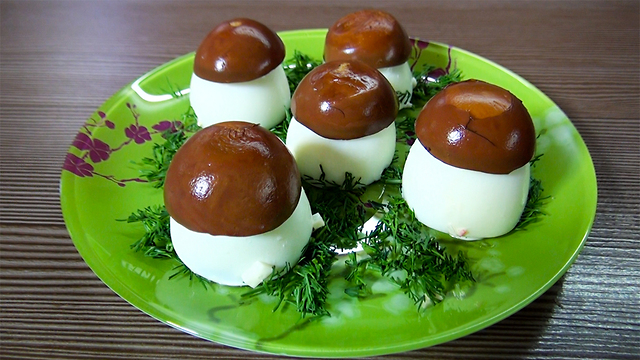 Tea Color Eggs Trick: Salad Recipe Amazing Mushrooms