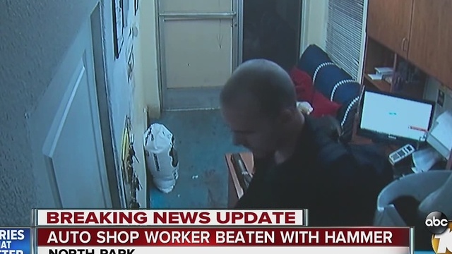 Auto shop worker beaten with hammer