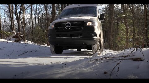 Freezing Snow Camping Testing the Espar Airtronic D2 Diesel Heater Mercedes Sprinter Van 4x4