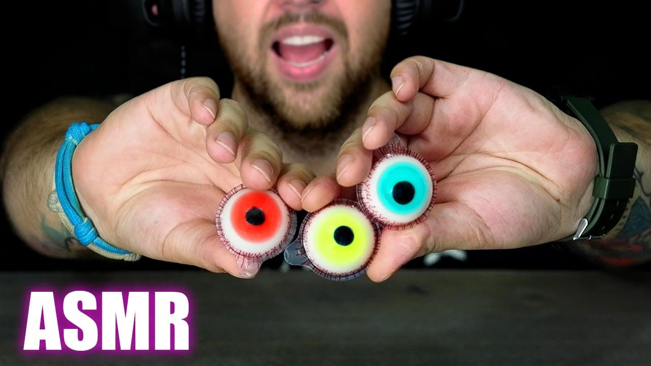 ASMR GIANT GUMMY EYEBALLS JELLY | TROLLI GLOTZER | EATING SOUND (NO TALKING)