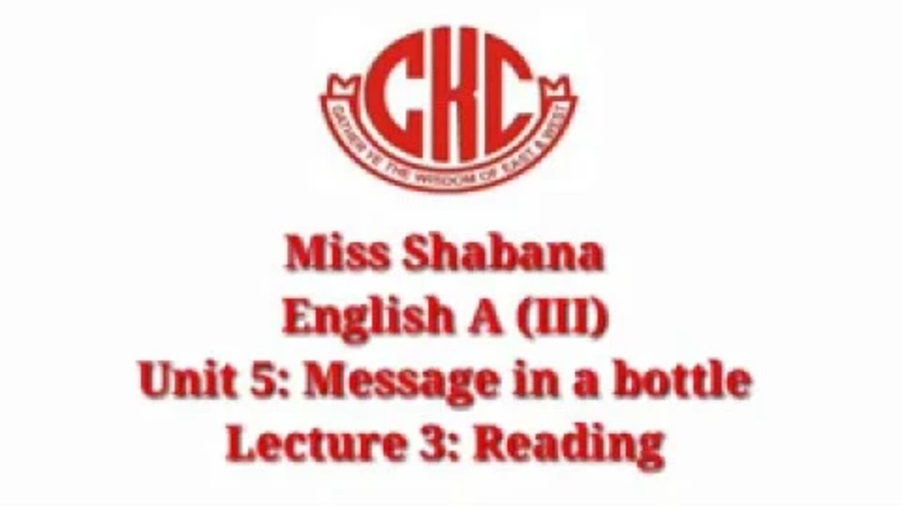 ENGLISH A CLASS 3 UNIT 5 LECTURE 3 READING