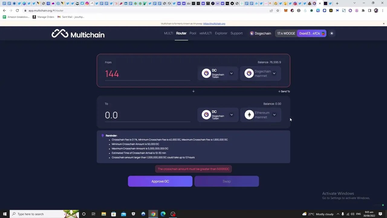 How To Withdraw Dogecoin And DC Tokens From Dogechain Using Multichain & Synapse Bridge. Worth It?