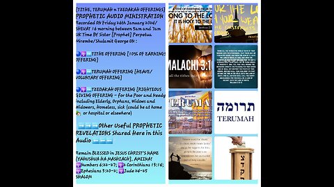 TITHE TERUMAH TZEDAKAH OFFERINGS Audio TEACHING on Friday 26-01-2024 BY Sis Perpetua Mirembe G