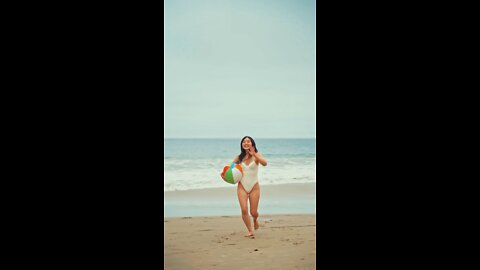 Beautiful Bikini Beach Girl running on the beach 2 #shorts